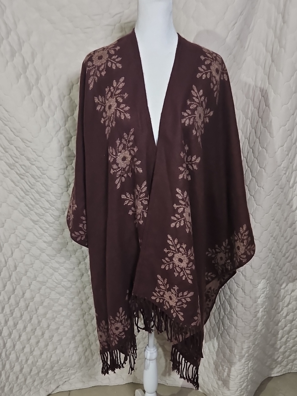 Croft & Barrow Reversible Shawl Wrap With Fringe Hem